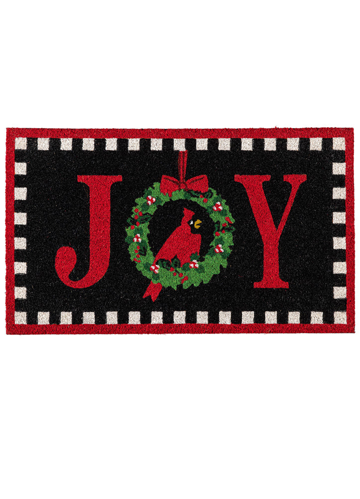 Joy To The World Wreath Coir Mat by Evergreen