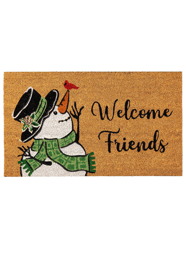 Welcome Friends Snowman Coir Mat by Evergreen