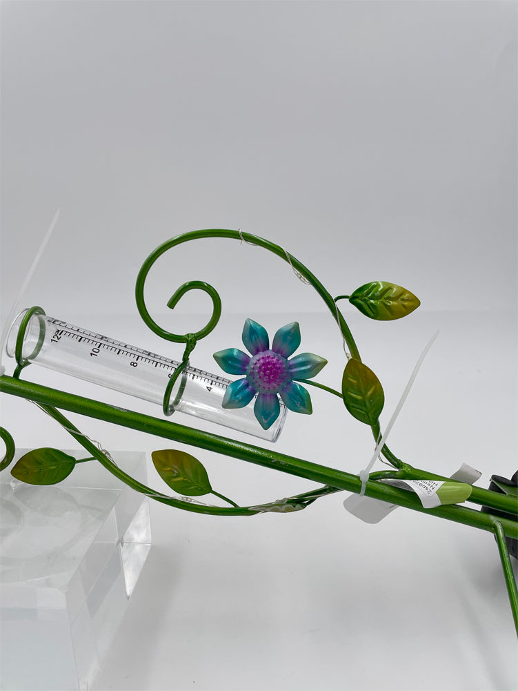Neon Birds Solar Rain Gauge Garden Stake by Evergreen