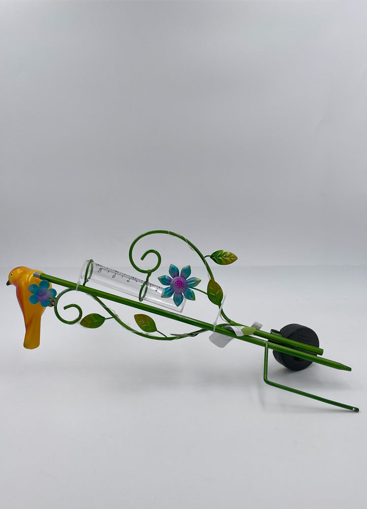 Neon Birds Solar Rain Gauge Garden Stake by Evergreen