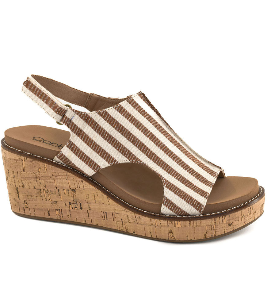 Carley in Tan White Stripe by Corkys