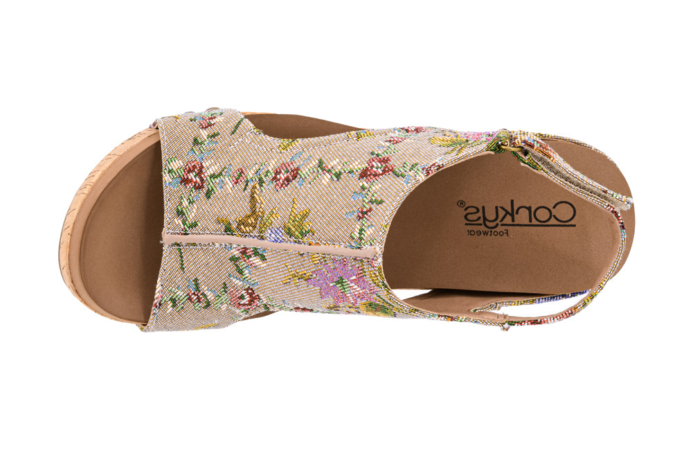 Carley in Taupe Brocade Floral by Corkys