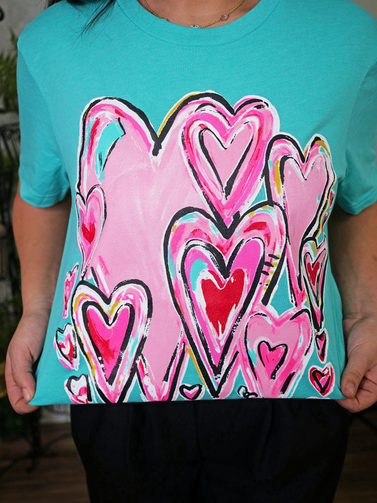 Bunches of Love Tee in Heather Sea Green by Texas True