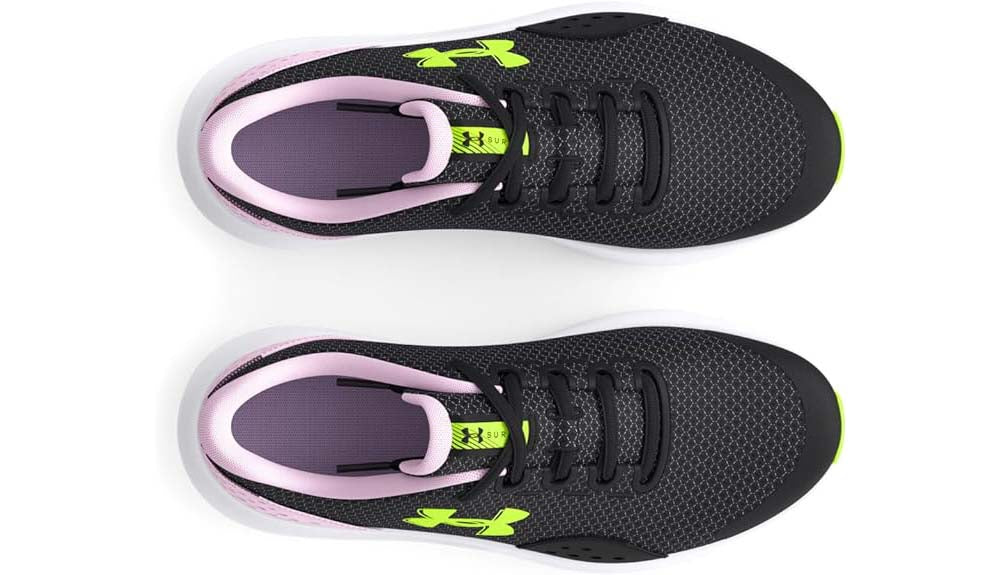 UA Girls Surge 4 in Black by Under Armour