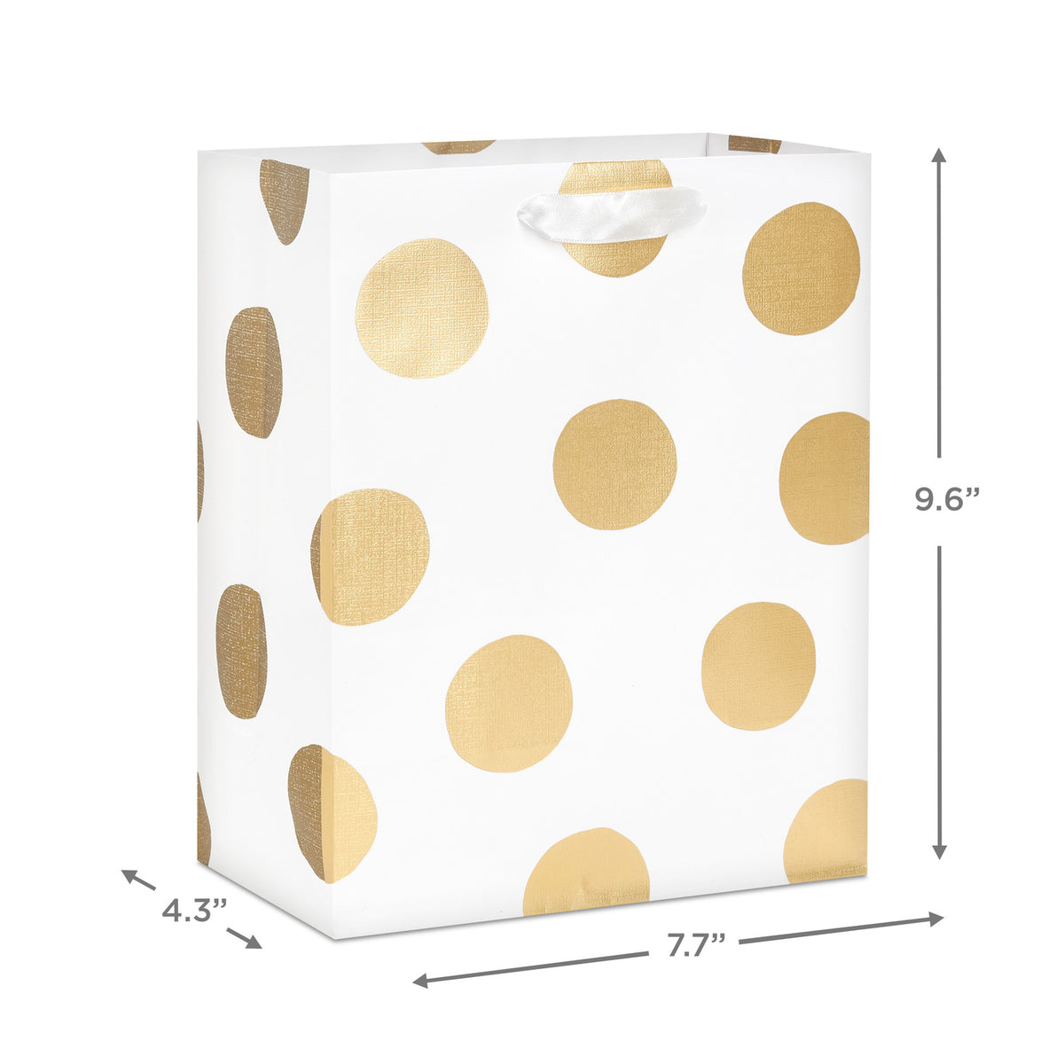 Hallmark 9.6" Gold Dots on White Medium Gift Bag