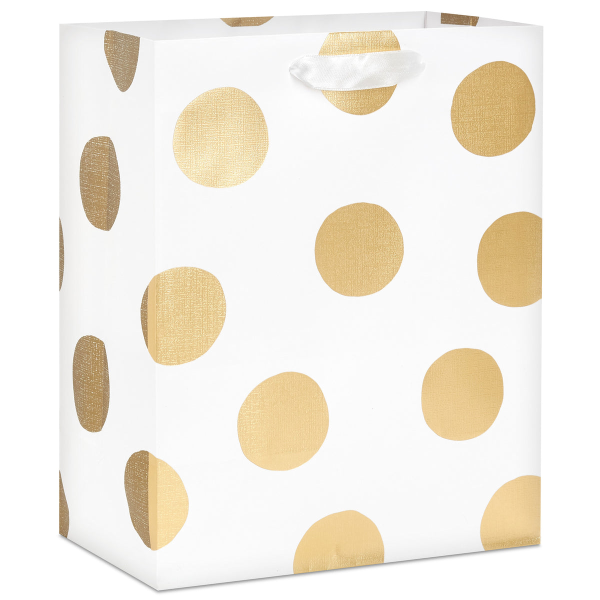 Hallmark 9.6" Gold Dots on White Medium Gift Bag
