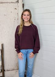 Two Tone Hi Lo Sweater in Plum by Hem & Thread