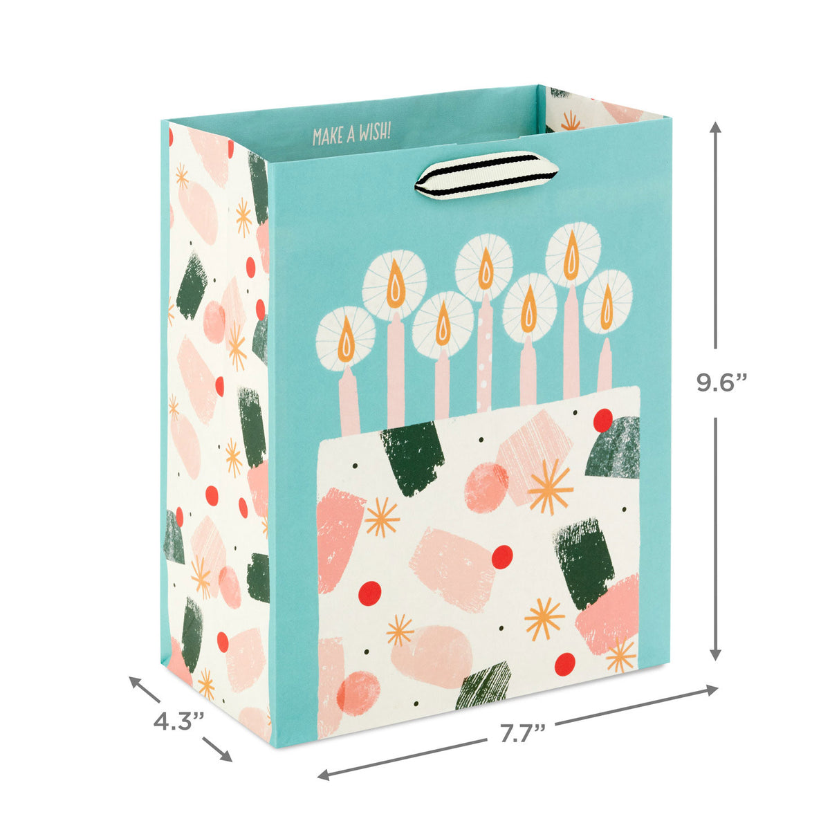 Hallmark 9.6" Modern Birthday Cake on Mint Green Medium Gift Bag