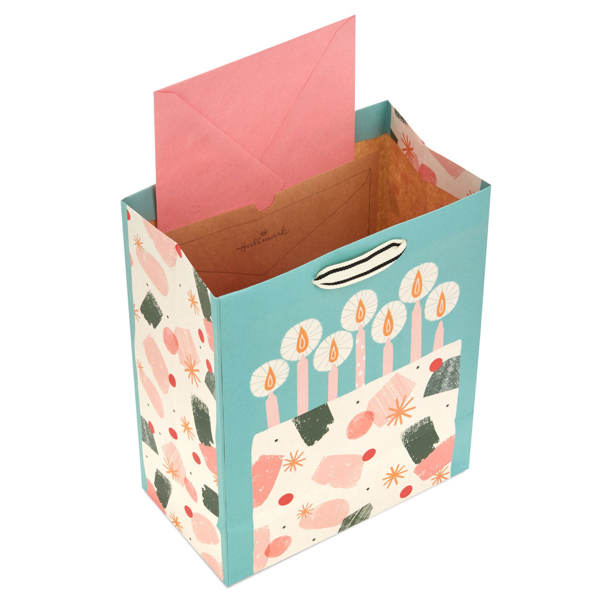 Hallmark 9.6" Modern Birthday Cake on Mint Green Medium Gift Bag