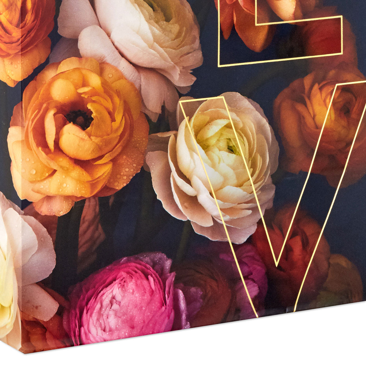 Hallmark 7.7" Dark Floral Love Medium Horizontal Gift Bag
