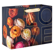 Hallmark 7.7" Dark Floral Love Medium Horizontal Gift Bag