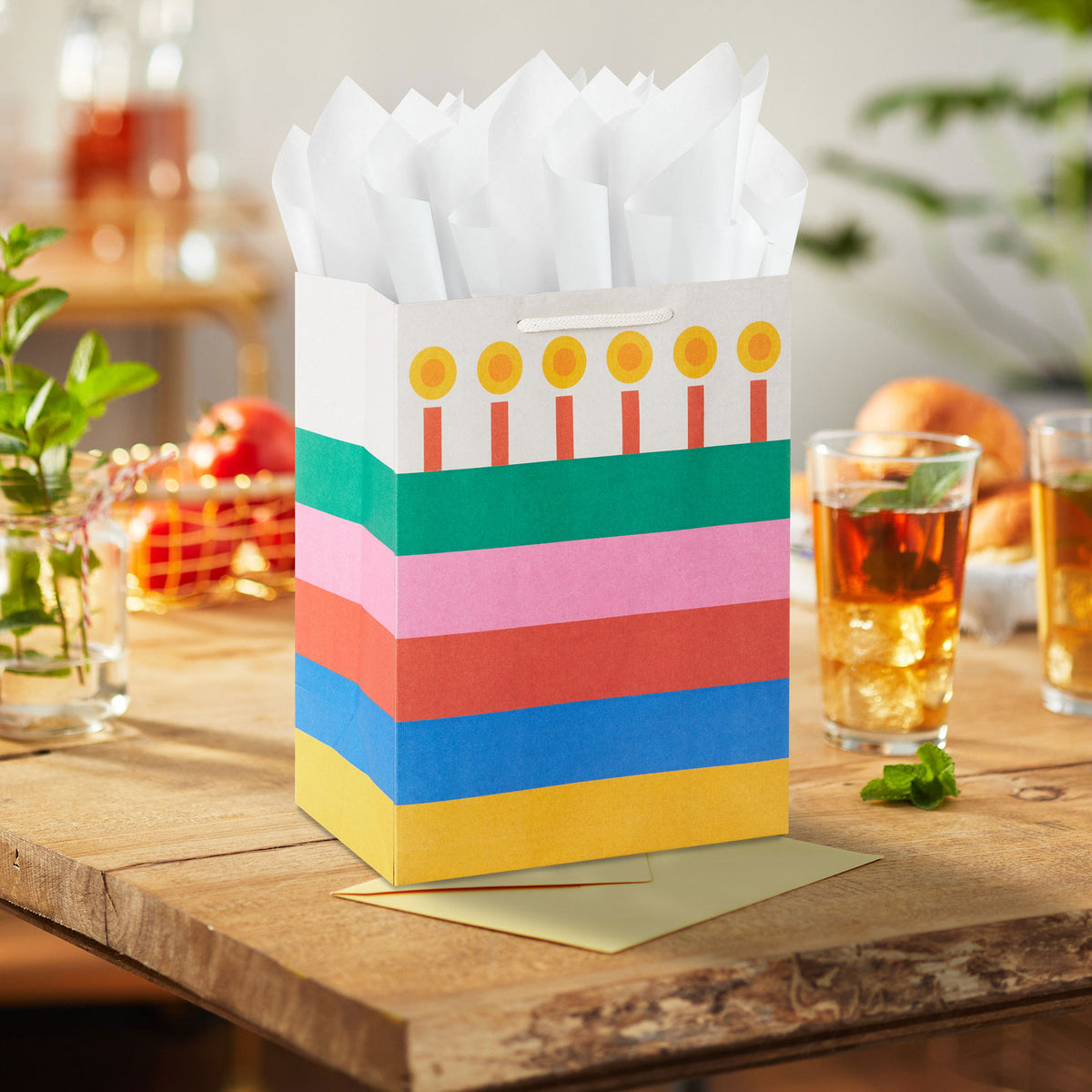 Hallmark 9.6'' Bold Striped Cake Medium Birthday Gift Bag