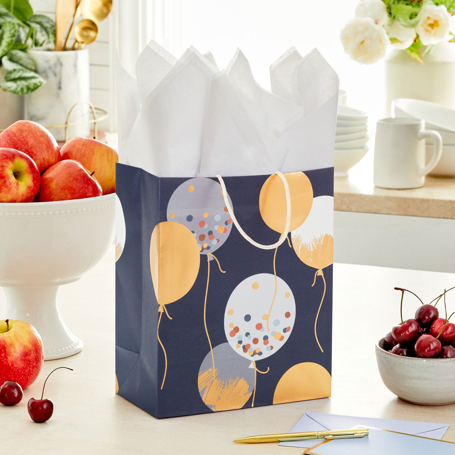 Hallmark 9.6'' Patterned Balloons on Blue Medium Gift Bag