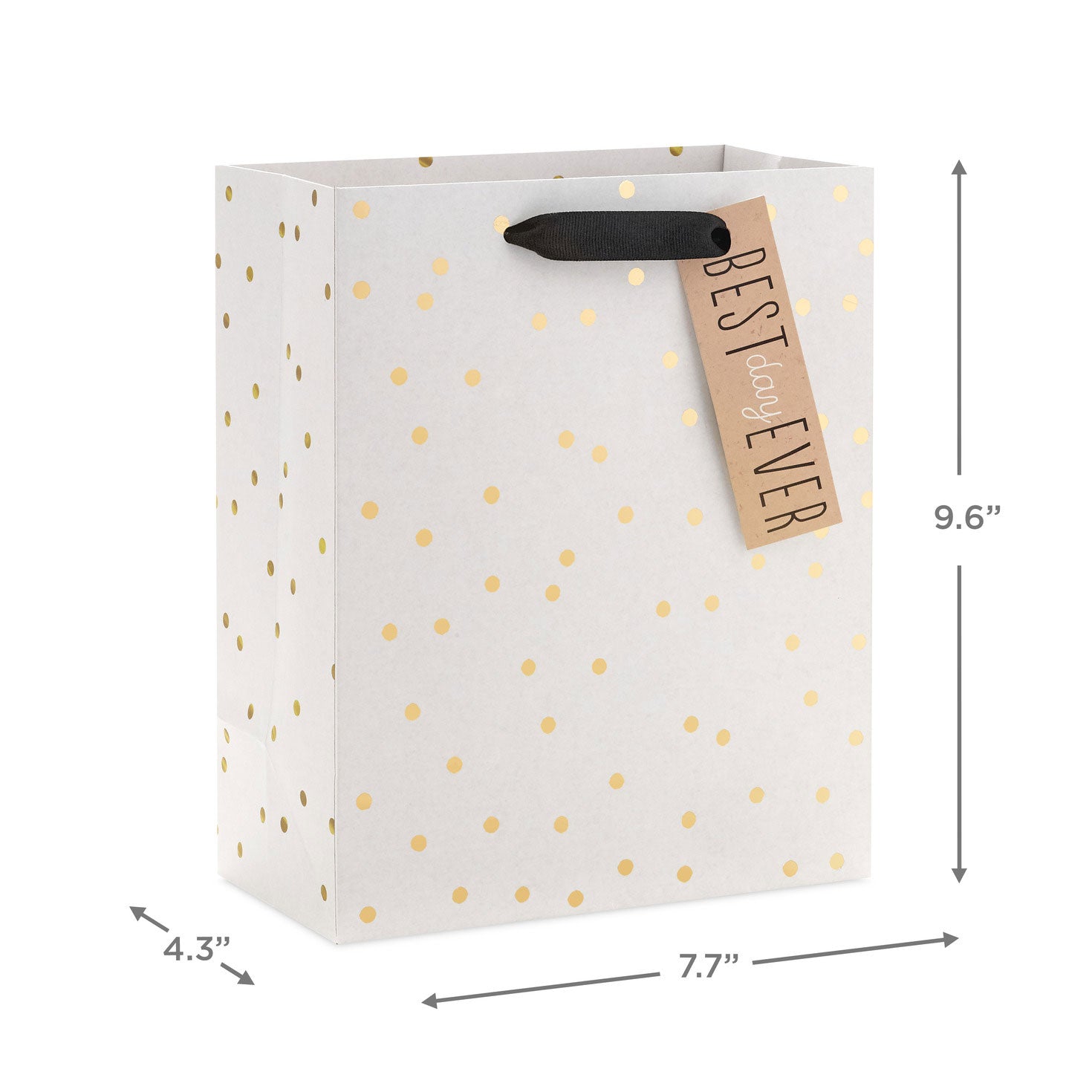 Hallmark 9.6'' Ivory With Gold Dots Medium Gift Bag