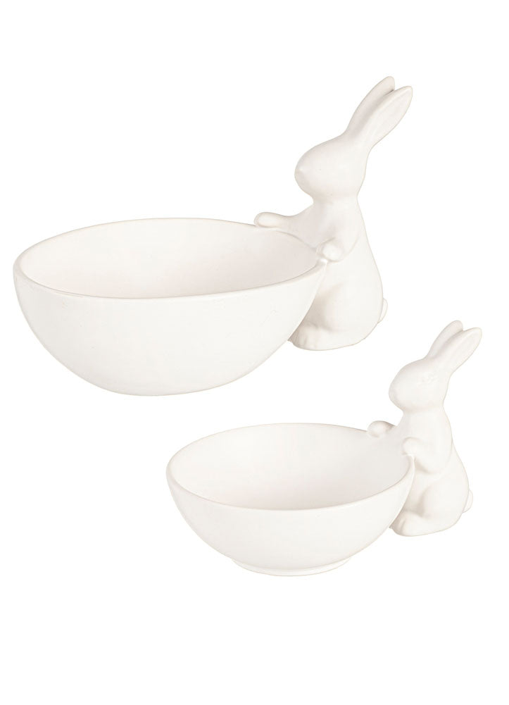 Ceramic Bunny with Bowl Set by Evergreen