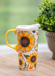 Folk Sunflower Ceramic Perfect Cup by Evergreen Enterprises