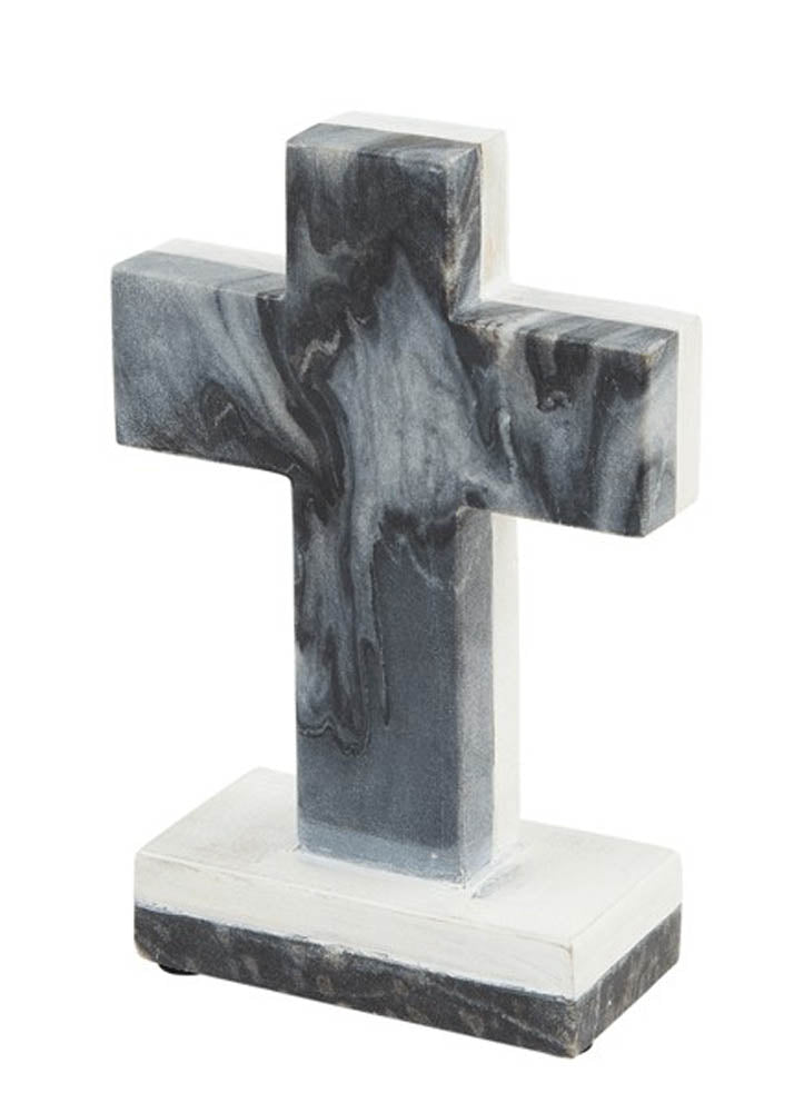 Grey Marble Wood Crosses by Mud Pie