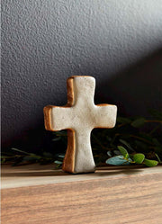 Concrete and Gold Cross Sitter by Mud Pie