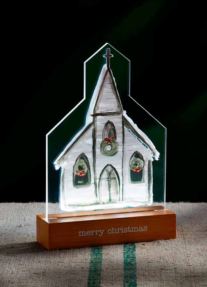 LED Acrylic Church Sitter by Mud Pie