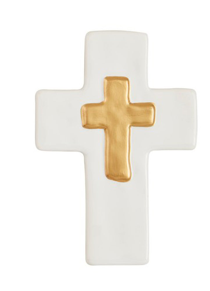 Ceramic and Gold Thick Cross by Mud Pie