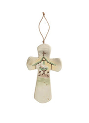 Manger Ceramic Nativity Cross by Mud Pie