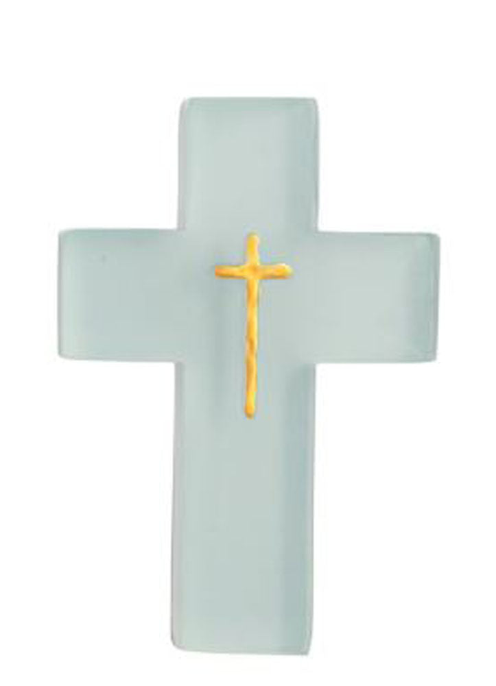 Blue Painted Resin Cross by Mud Pie