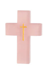 Pink Painted Resin Cross by Mud Pie