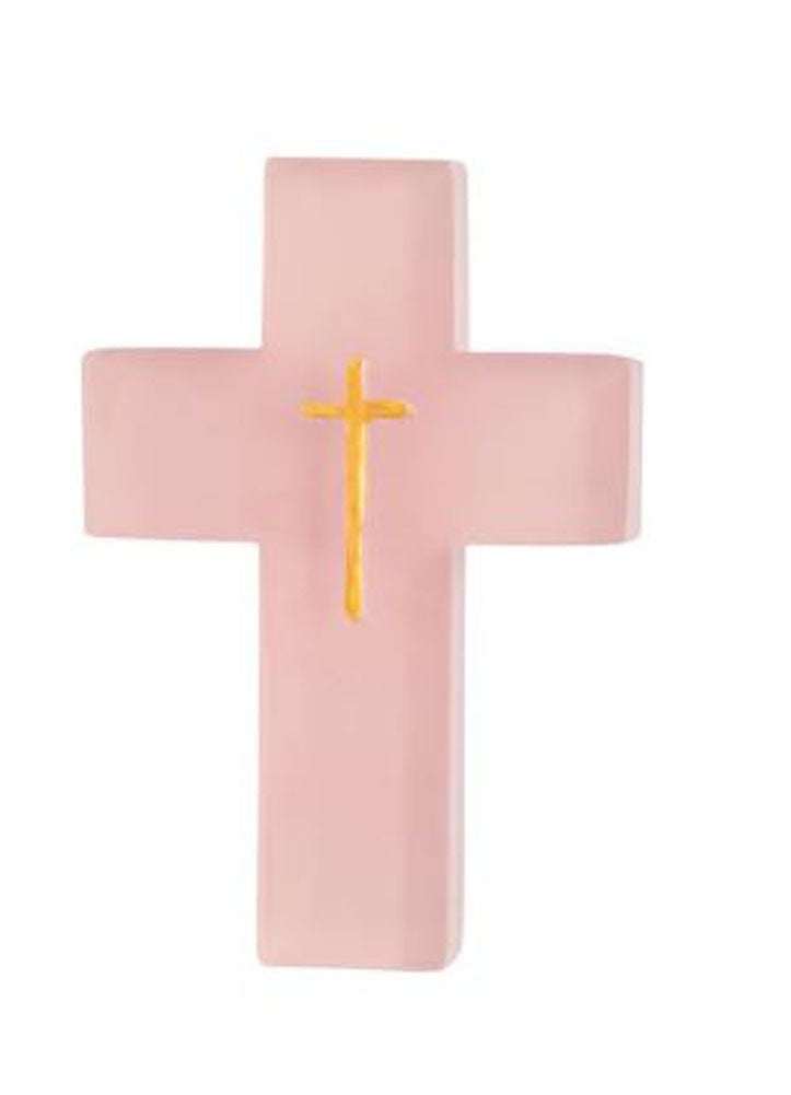 Pink Painted Resin Cross by Mud Pie