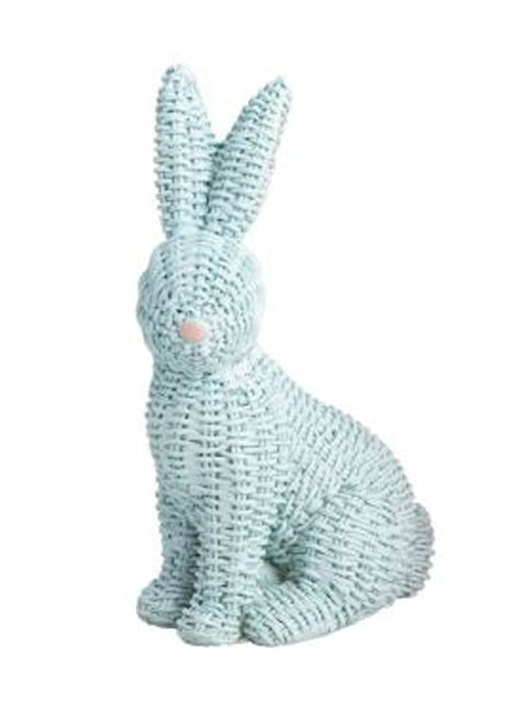 Blue Wicker Resin Bunny by Mud Pie