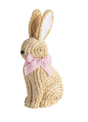 Pink Bow Woven Bunny Sitter by Mud Pie