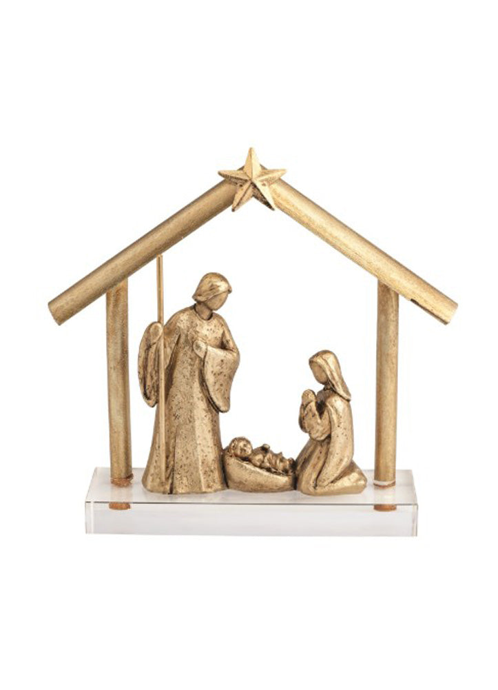 Acrylic Base Gold Nativity by Mud Pie