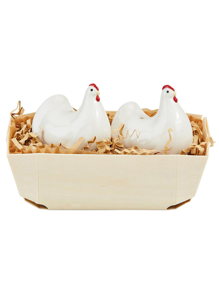 Farm Hen Salt & Pepper Basket by Mud Pie