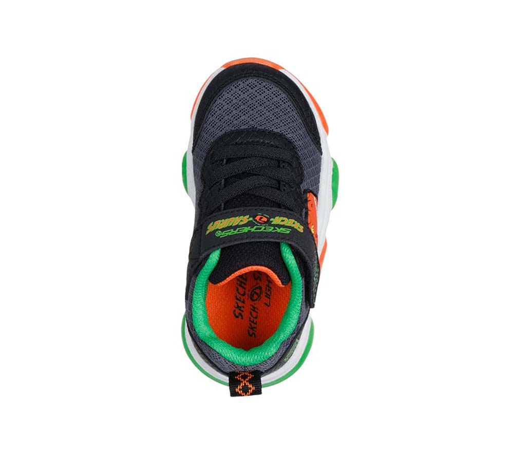 Mighty Glow 2.0 Dino Bolt in Black/Orange by Skechers