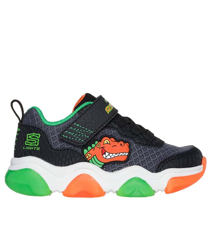 Mighty Glow 2.0 Dino Bolt in Black/Orange by Skechers