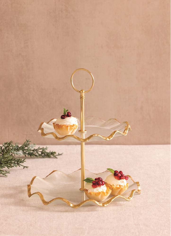 Gold Glass Tiered Server by Mud Pie