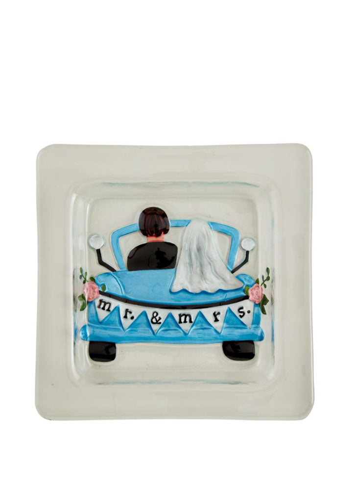 Mr and Mrs Car Glass Platter by Mud Pie
