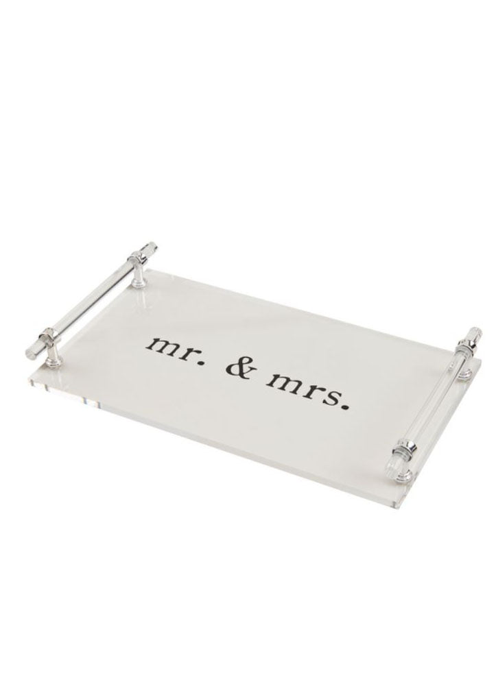 Mr and Mrs Acrylic Tray with Handles by Mud Pie