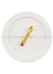 Wovn Stoneware Round Platter by Mud Pie