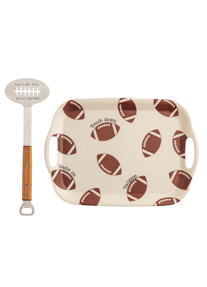 Football Tray with Spatula by Mud Pie