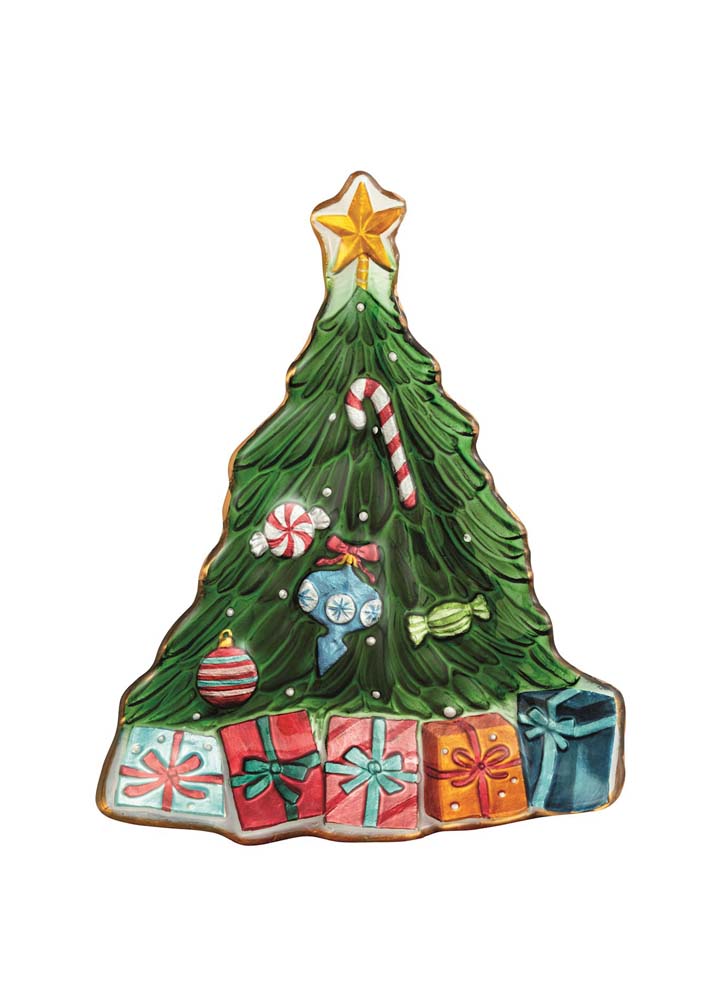 Christmas Tree Glass Platter by Mud Pie