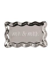Mr & Mrs Etched Metal Tray by Mud Pie