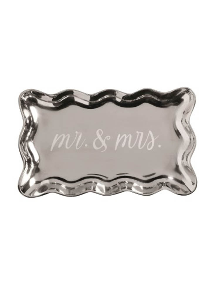 Mr & Mrs Etched Metal Tray by Mud Pie
