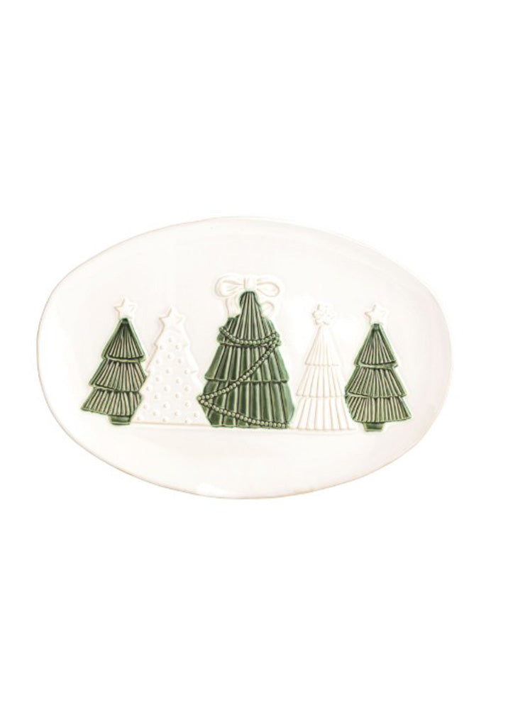 White Christmas Tree Platter by Mud Pie