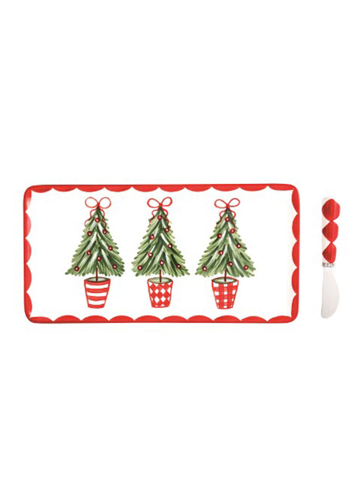 Holly Tray & Spreader Set by Mud Pie