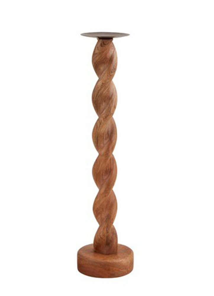 Medium Twisted Wood Candlestick by Mud Pie