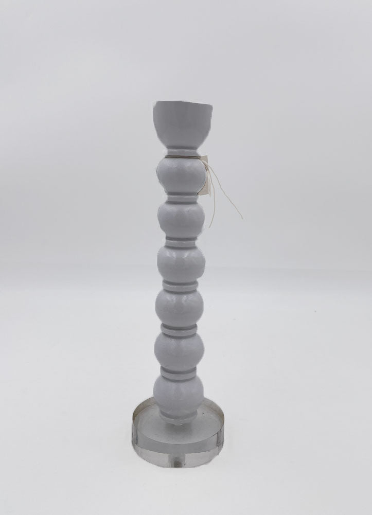 Large White Resin Taper Holder by Mud Pie