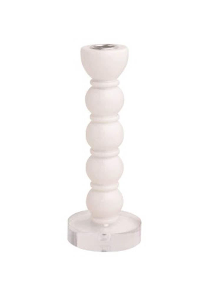 Medium White Resin Taper Holder by Mud Pie
