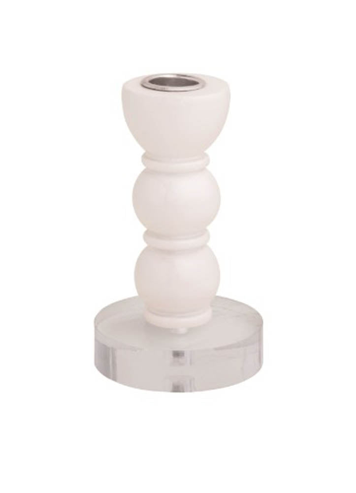 Small White Resin Taper Holder by Mud Pie