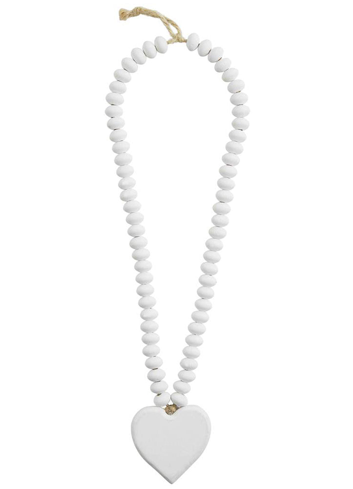 Heart Dec White Beads by Mud Pie