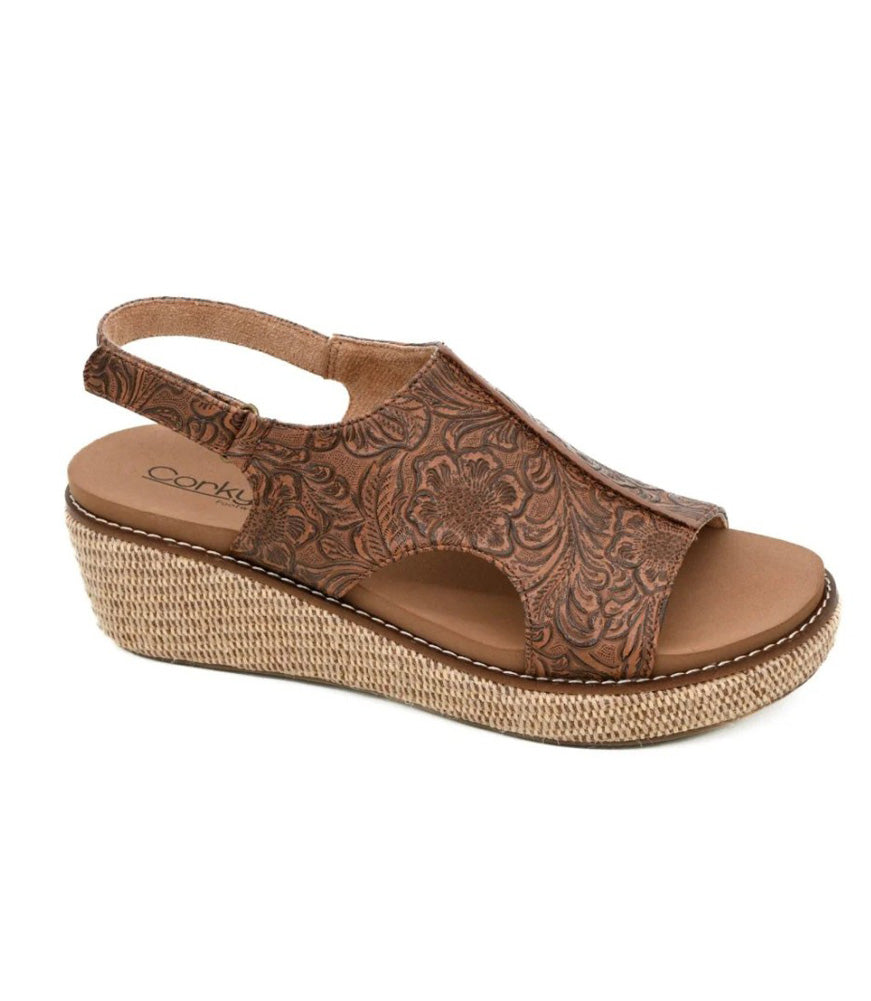 Volta II in Cognac Emboss Floral by Corkys